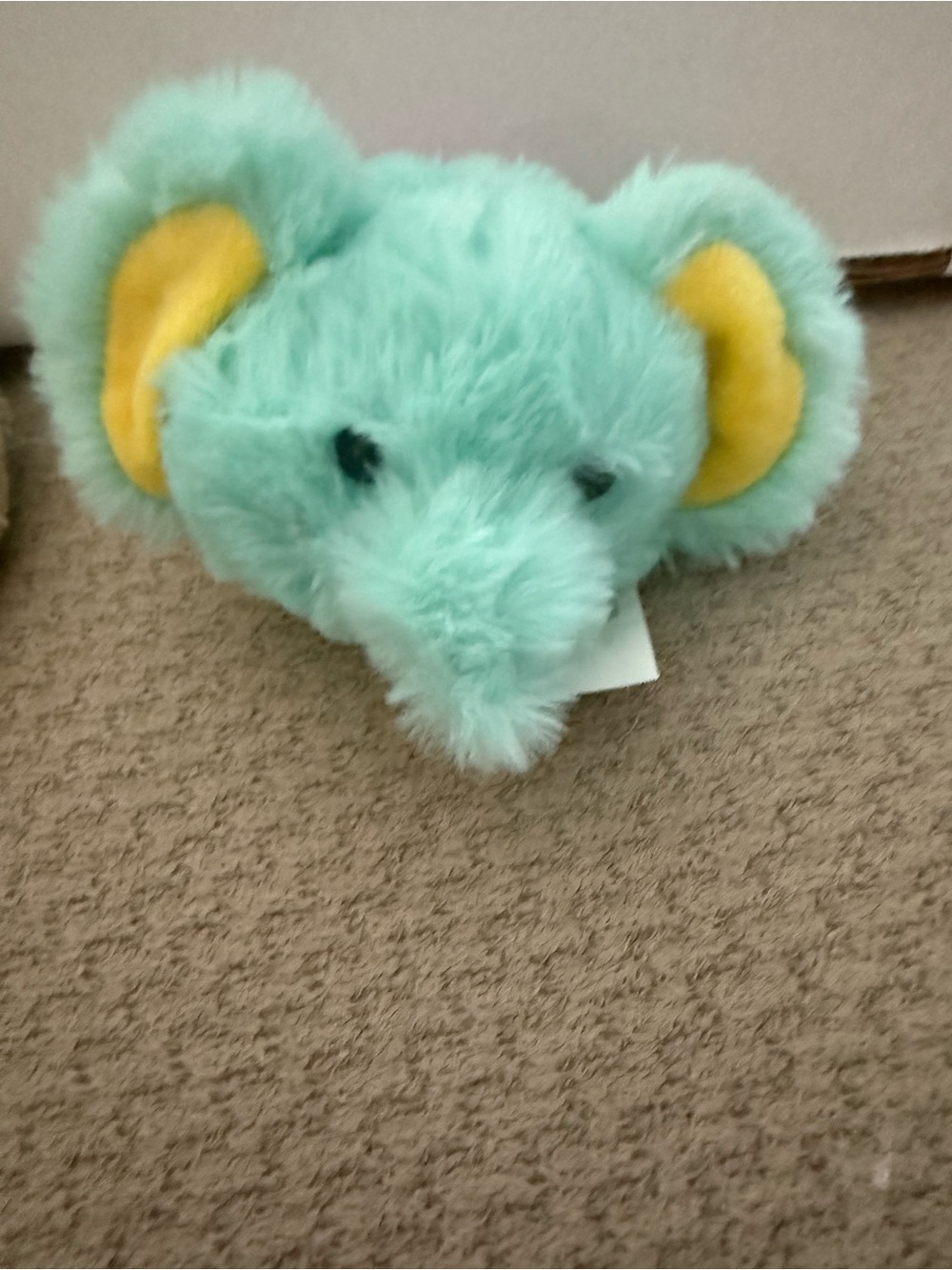 Plush Teal Elephant Stuffed Animal with Yellow Ears - Soft Kids Toy